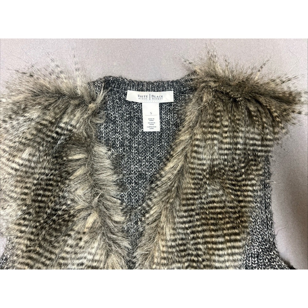 White House Black Market Faux Fur Sweater Vest Womens Small
